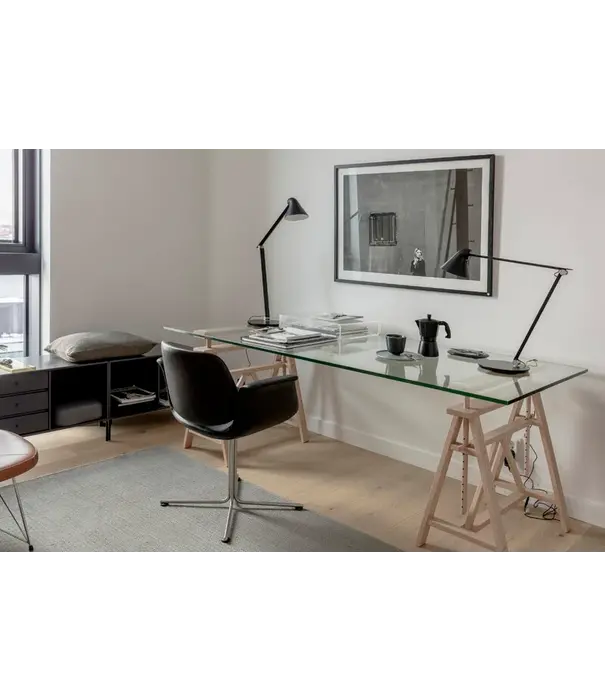 Fredericia  Fredericia - Flamingo Chair leer, fixed onderstel