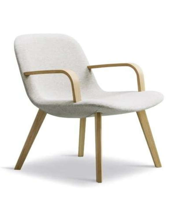 Fredericia  Fredericia - Eyes Wood Base Lounge stoel, gelakt eiken / licht grijs