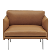 Muuto - Outline chair Refine leather,  base polished aluminium