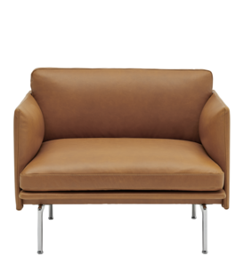 Outline Chair Refine leather,  base polished aluminium