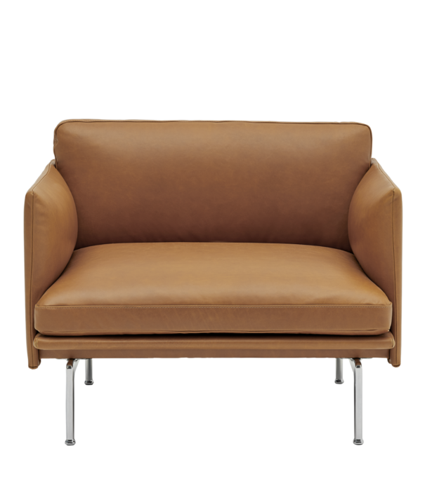 Muuto  Muuto - Outline chair Refine leather,  base polished aluminium