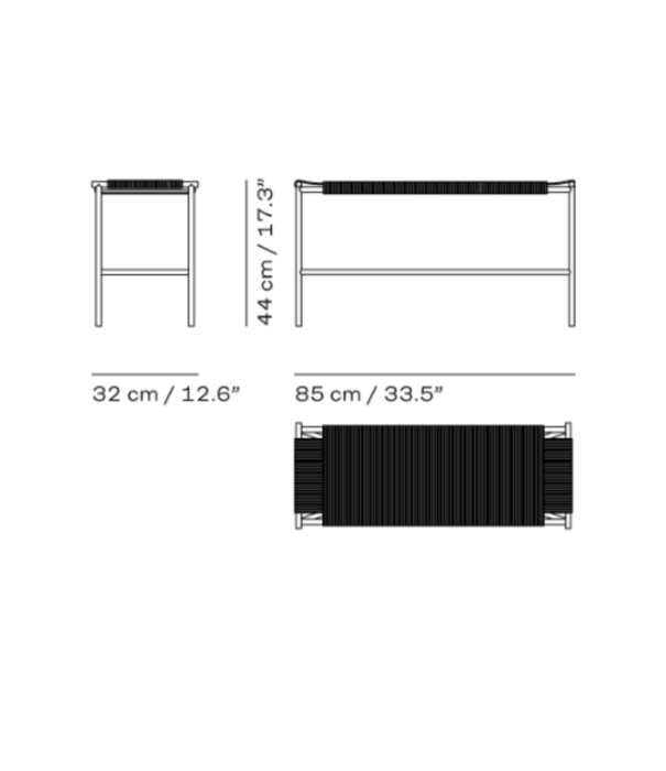 Fritz Hansen Vent Bench paper cord, black base