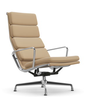 Vitra - Soft Pad chair EA 222 lounge,  hoogglans / leer