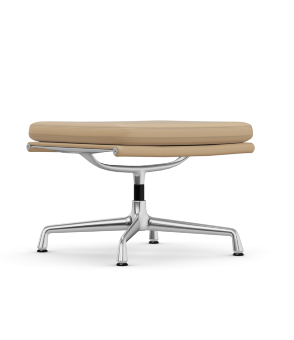 Vitra  Soft Pad Chair EA 222 lounge stoel F leer,  verchroomt onderstel