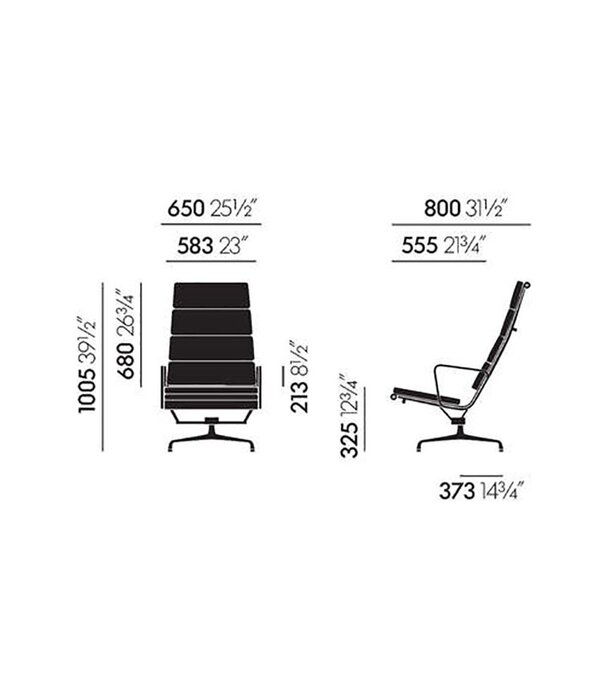 Vitra  Vitra - Soft Pad chair EA 222 lounge, polished - fabric Laser RE