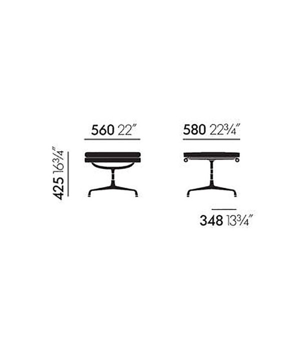 Vitra  Vitra - Soft Pad chair EA 222 lounge,  gepolijst - stof Laser RE