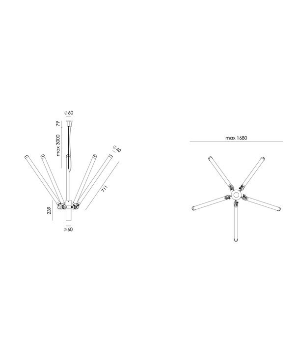 Tonone  Mr.Tubes Chandelier Led