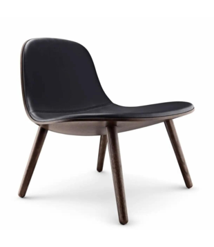 Yuuga Lounge Chair smoked oak, black leather