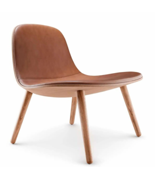 Yuuga Lounge Chair oak nature, cognac leather
