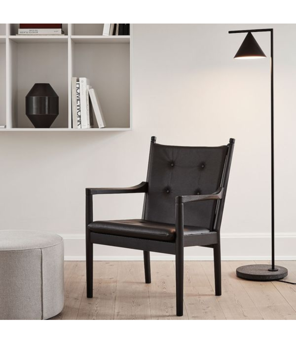 Fredericia  Model 7421 Mono Poef zwart Omni leer Ø39