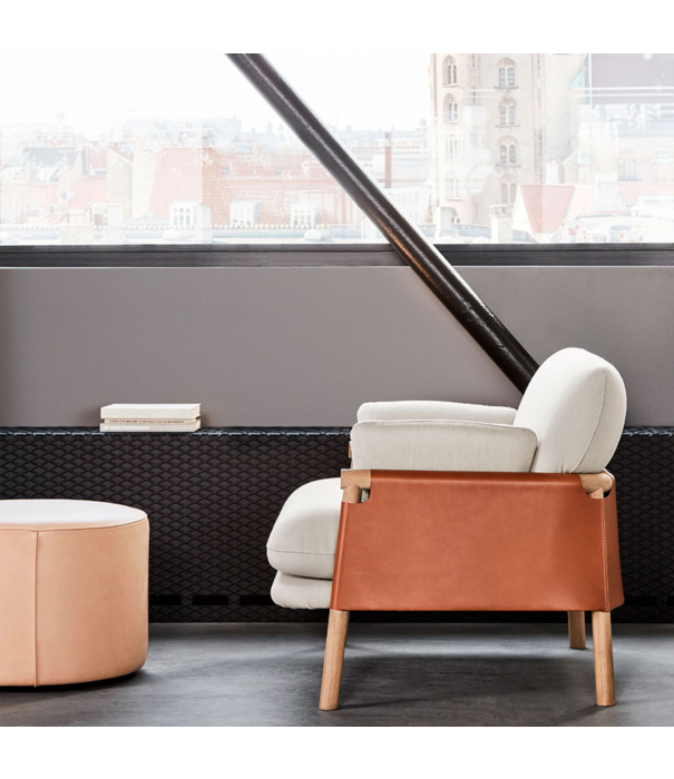 Fredericia  Model 7421 Mono Poef zwart Omni leer Ø39