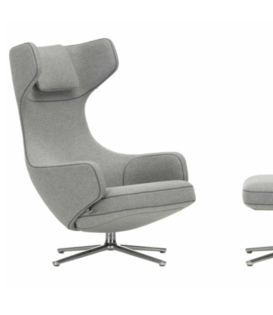 Vitra - Grand Repos lounge chair with ottoman - fabric Cosy Pebble-Grey