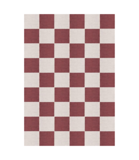 Layered Chess Rug Burgundy
