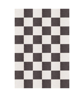 Layered Chess Rug Black and White