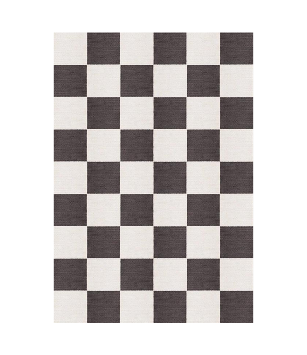 Layered  Layered - Chess Black and White rug , 100% New Zealand wool