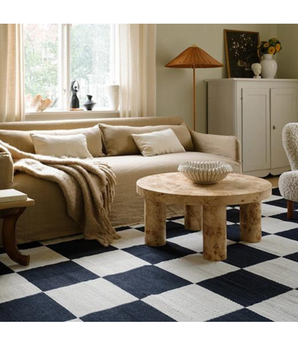 Layered  Layered - Chess Black and White rug , 100% New Zealand wool