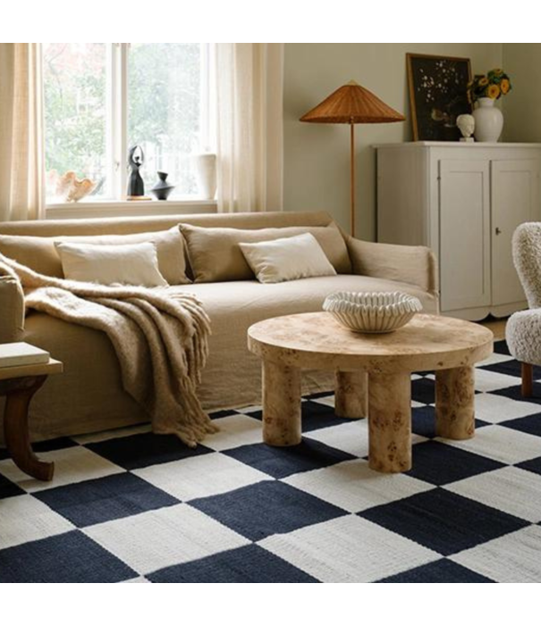 Layered  Layered - Chess Black and White rug , 100% Nieuw Zealand wol