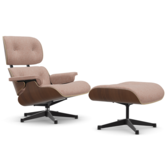 Vitra - Eames Lounge Chair + Ottoman walnut, fabric Nubia ivory/peach