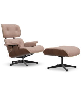 Vitra - Eames Lounge Chair + Ottoman walnut, fabric Nubia ivory-peach