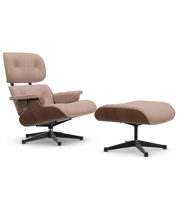 Vitra  Vitra - Eames Lounge Chair + Ottoman walnoot, stof Nubia ivory/peach