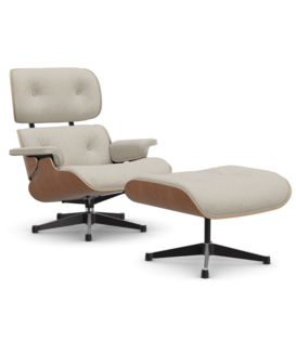 Vitra - Eames lounge chair + ottoman kersenhout, stof Nubia cream