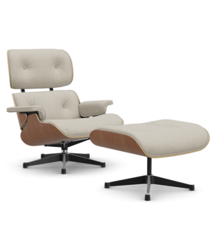 Vitra - Eames lounge chair + ottoman  cherry, fabric Nubia cream