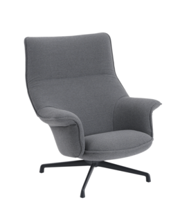 Muuto Doze Lounge Stoel Ocean 80 grijs, zwart swivel voet