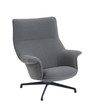 Muuto Doze Lounge Stoel Ocean 80 grijs, zwart swivel voet