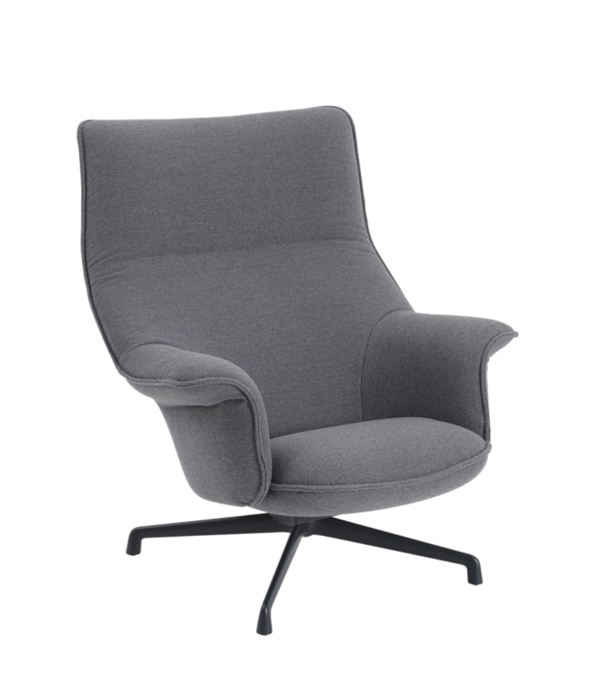Muuto  Muuto - Doze lounge chair Ocean 80 grey, black swivel base