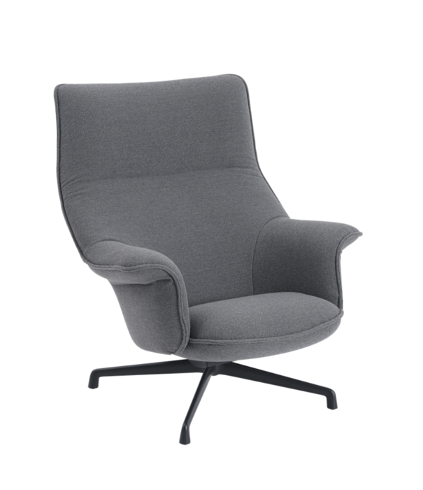 Muuto  Muuto - Doze lounge stoel Ocean 80 grijs, zwart swivel voet