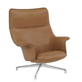 Muuto - Doze lounge stoel cognac leer, gepolijst swivel voet