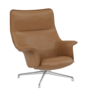 Muuto - Doze lounge chair cognac leather, polished swivel base