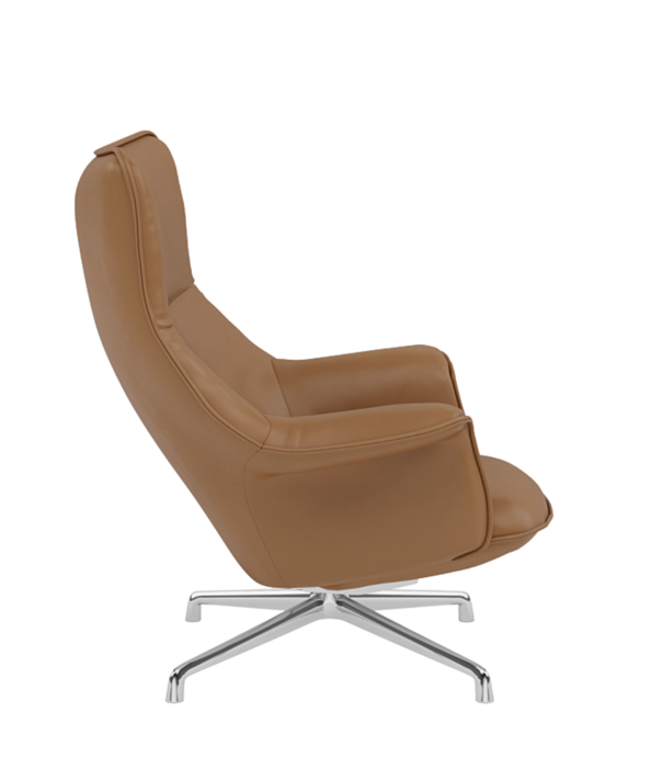 Muuto  Muuto - Doze lounge chair cognac leather, polished swivel base