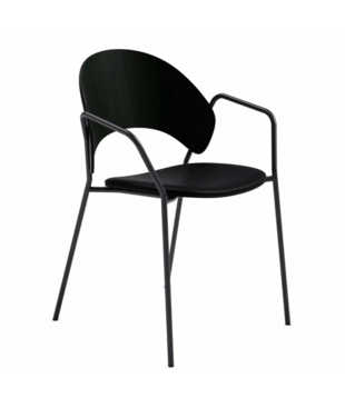 Eva Solo - Dosina Dining Armchair black oak, black leather seat