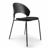 Dosina Dining Chair black oak, black leather seat