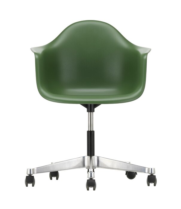 Vitra  Vitra - Eames PACC RE Plastic Armstoel draaibaar, chrome op wielen zwart