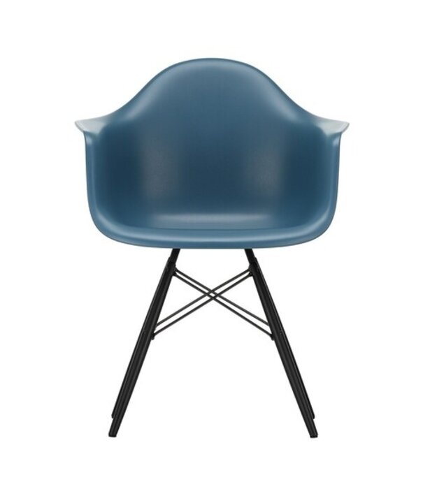 Vitra  Vitra Eames DAW Plastic Stoel met arm, zwart esdoorn onderstel
