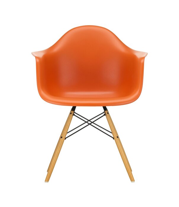 Vitra  Vitra Eames DAW Plastic Stoel met arm, esdoorn goud onderstel
