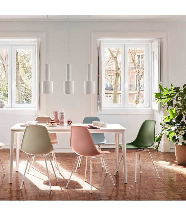 Vitra  Vitra Eames DSX Plastic Stoel, wit tube onderstel