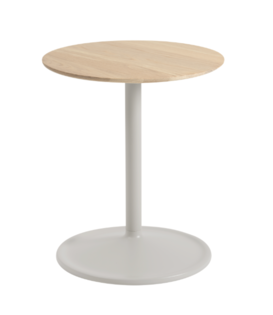 Muuto - Soft Side Table solid oak, grey Ø41 / H48
