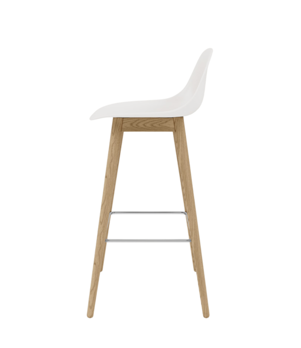 Muuto  Muuto - Fiber Bar Stool Wood with backrest, oak wood base