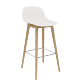 Muuto - Fiber Bar Stool Wood with backrest, oak wood base