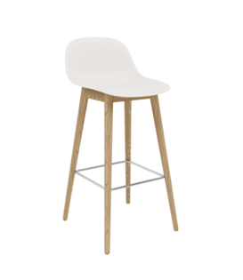 Fiber Bar Stool with backrest,  oak wood base