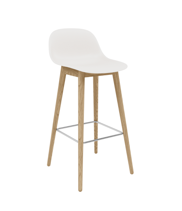 Muuto  Muuto - Fiber Bar Stool Wood with backrest, oak wood base