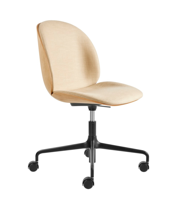 Gubi  Beetle Meeting Chair height adjustable, front upholstered, swivel / wheels