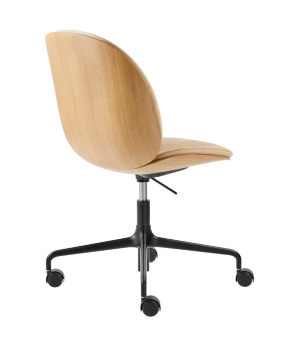 Gubi  Gubi Beetle Wood Meeting Chair height adjustable, front upholstered