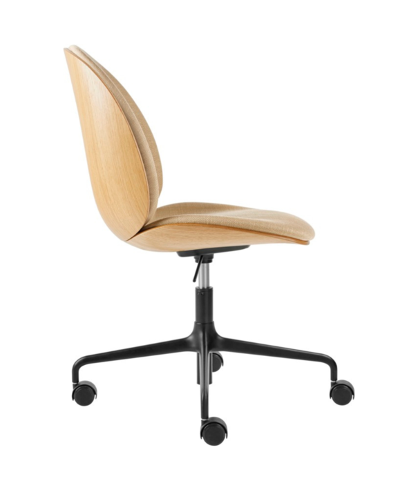 Gubi  Beetle Meeting Chair height adjustable, front upholstered, swivel / wheels