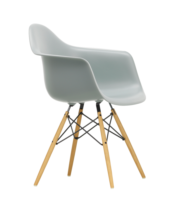 Vitra  Vitra Eames DAW Plastic Stoel met arm, esdoorn goud onderstel