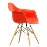 Vitra Eames DAW Plastic Stoel met arm, esdoorn goud onderstel