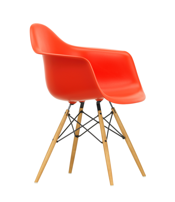 Vitra  Vitra Eames DAW Eetkamerstoel met arm, esdoorn goud onderstel